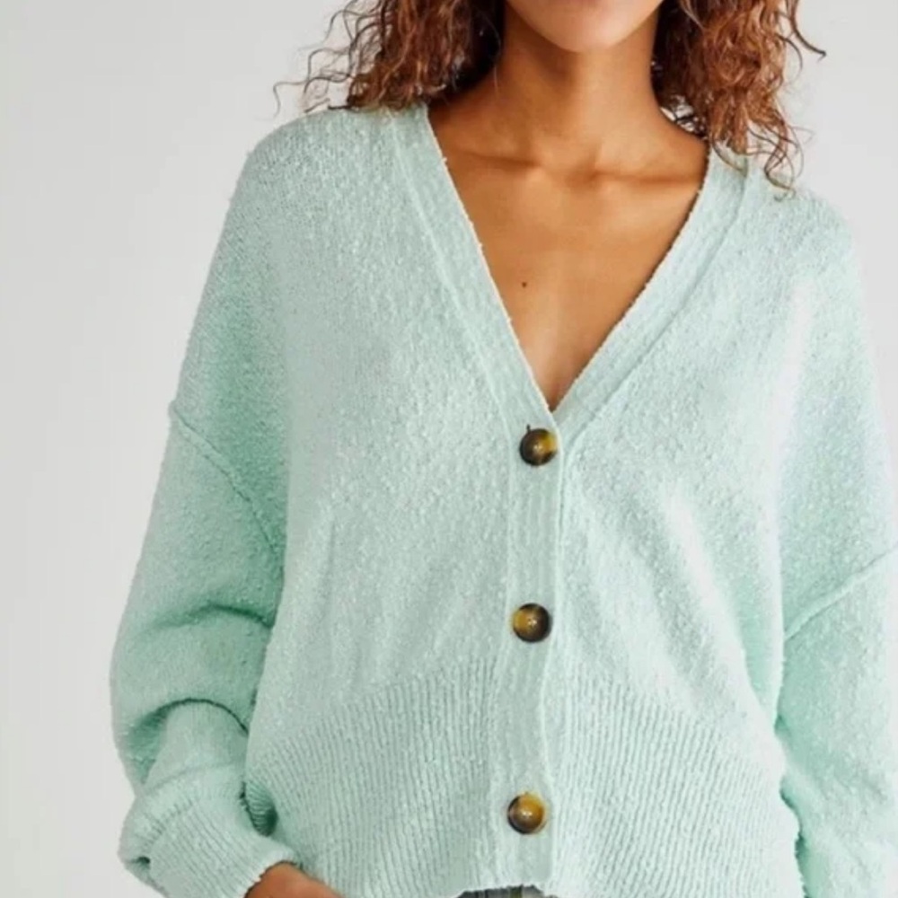 Free People Boucle oversized cropped cardigan XS